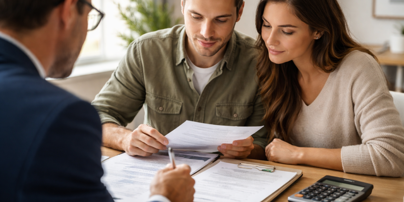 homebuyers discussing mortgage points with advisor to reduce interest rate